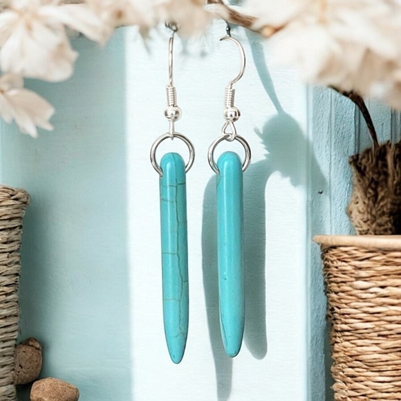 5 For $25💫Santa Fe Boho Turquoise Spike Dangles Earrings - Picture 1 of 6